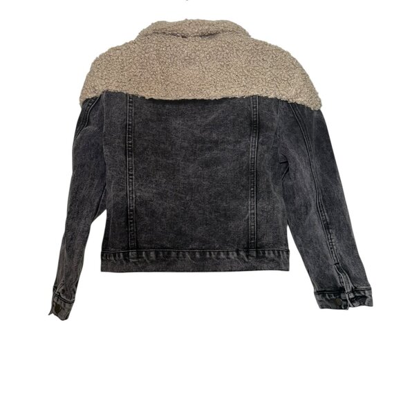 Ava + Kris Sherpa Detail Black Stone Wash Denim Jacket XS - Picture 4 of 6